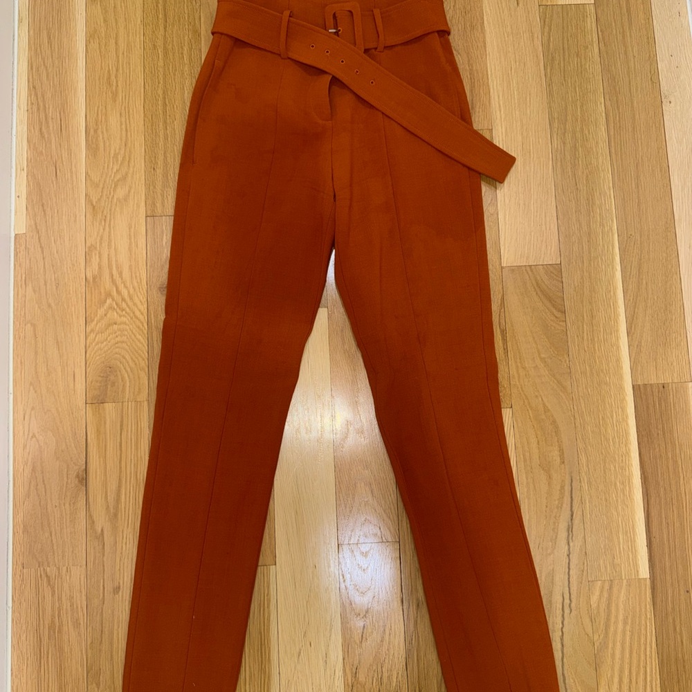 Theory Women's Belted Orange Wool Trousers